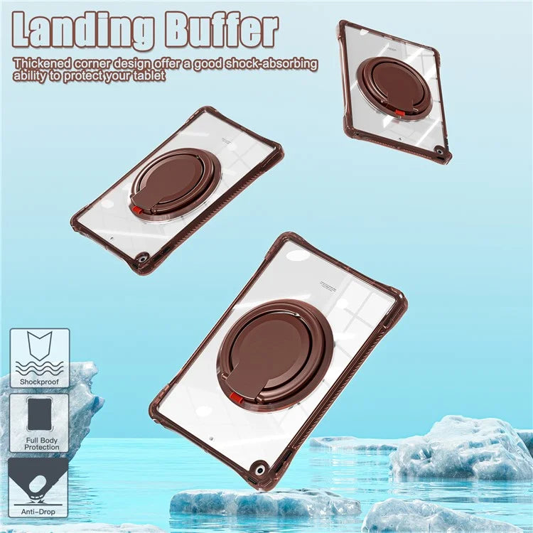 For iPad 10.2 (2021) / (2020) / (2019) Case Rotary Hand Grip Kickstand PC+TPU+Acrylic Tablet Cover