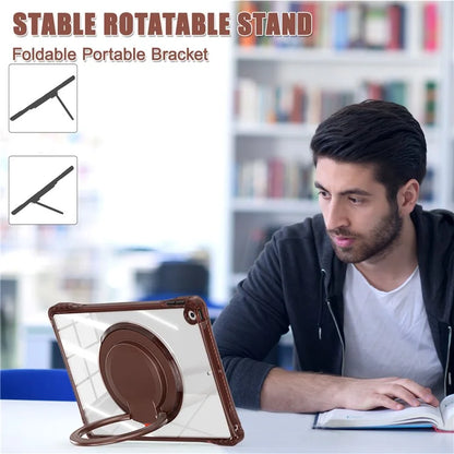 For iPad 10.2 (2021) / (2020) / (2019) Case Rotary Hand Grip Kickstand PC+TPU+Acrylic Tablet Cover