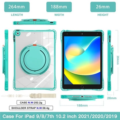 For iPad 10.2 (2021) / (2020) / (2019) Case with Shoulder Strap Rotary Kickstand PC+TPU+Acrylic Cover