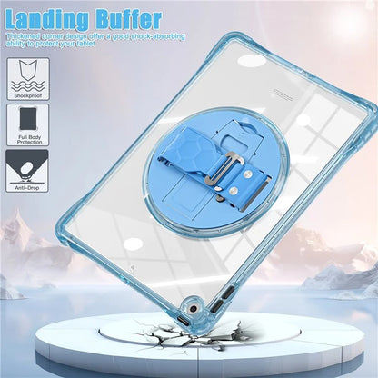 For iPad 10.2 (2021) / (2020) Case Hand Strap Kickstand PC+TPU+Acrylic Clear Tablet Cover