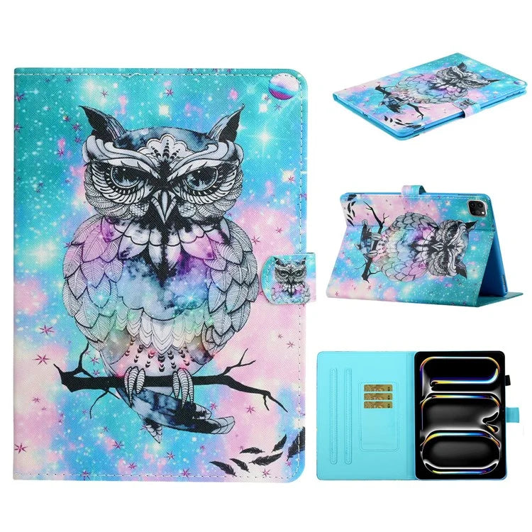 For iPad Pro 11 (2024) Case Pattern Printed Leather Tablet Cover Stand Pen Holder