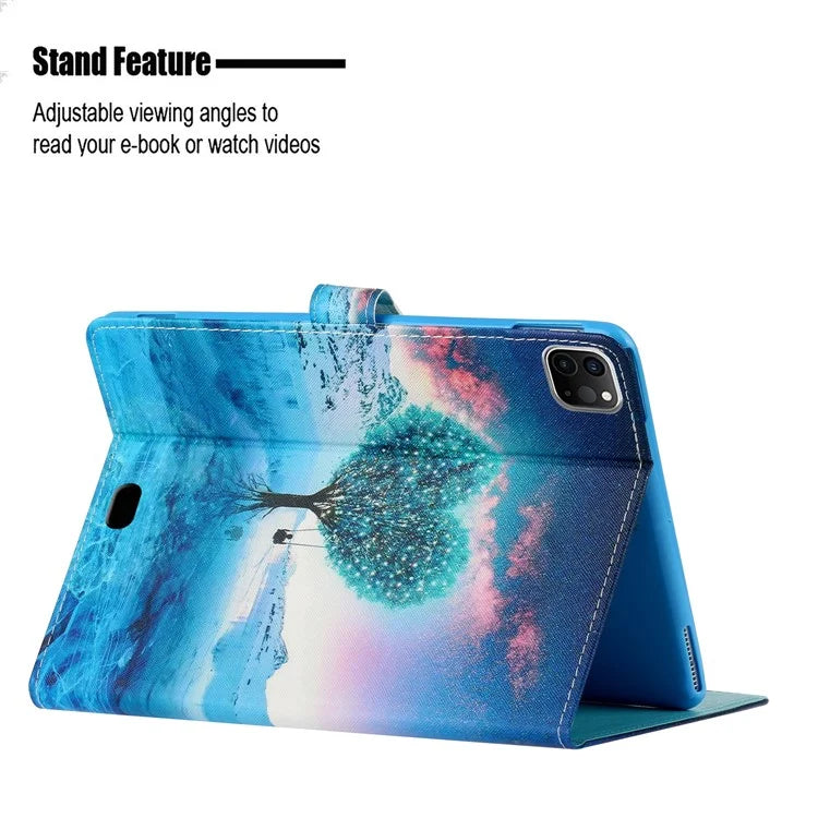 For iPad Pro 11 (2024) Case Pattern Printed Leather Tablet Cover Stand Pen Holder