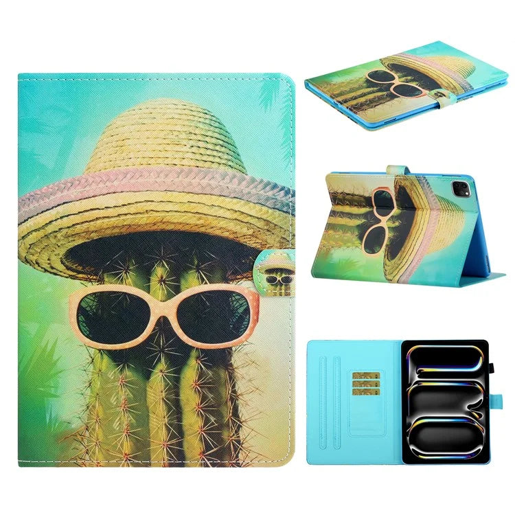 For iPad Pro 11 (2024) Case Pattern Printed Leather Tablet Cover Stand Pen Holder
