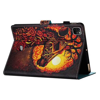 For iPad Pro 11 (2024) Case Pattern Portable Protective Folio Leather Tablet Cover Card Holder