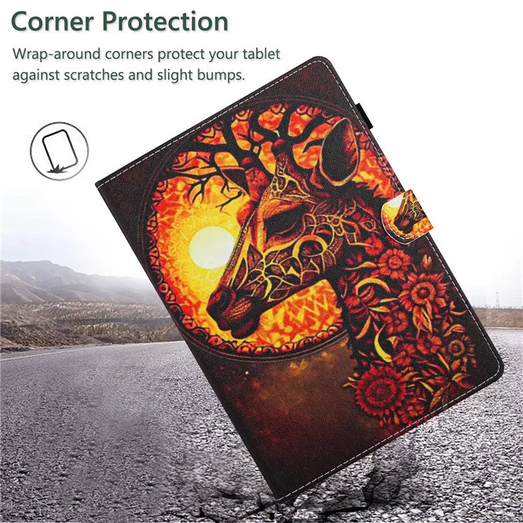 For iPad Pro 11 (2024) Case Pattern Portable Protective Folio Leather Tablet Cover Card Holder