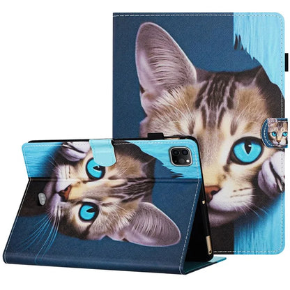 For iPad Pro 11 (2024) Case Pattern Portable Protective Folio Leather Tablet Cover Card Holder