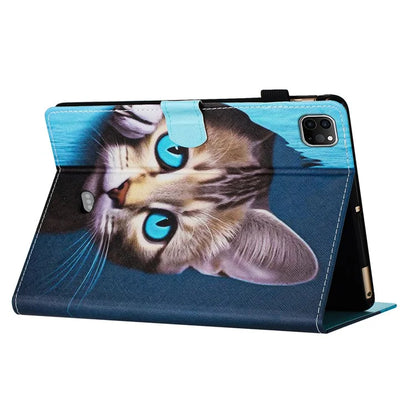 For iPad Pro 11 (2024) Case Pattern Portable Protective Folio Leather Tablet Cover Card Holder