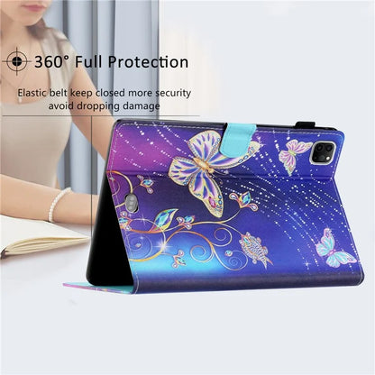 For iPad Pro 11 (2024) Case Pattern Portable Protective Folio Leather Tablet Cover Card Holder