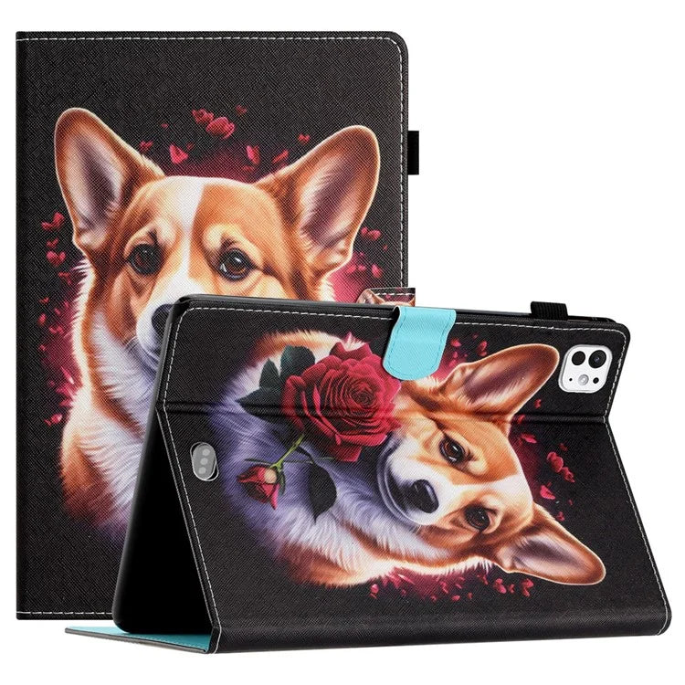For iPad Pro 11 (2024) Case Pattern Portable Protective Folio Leather Tablet Cover Card Holder