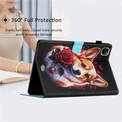 For iPad Pro 11 (2024) Case Pattern Portable Protective Folio Leather Tablet Cover Card Holder