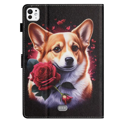 For iPad Pro 11 (2024) Case Pattern Portable Protective Folio Leather Tablet Cover Card Holder