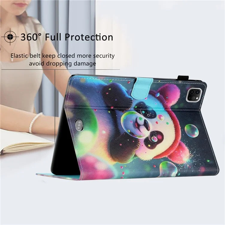 For iPad Pro 11 (2024) Case Pattern Portable Protective Folio Leather Tablet Cover Card Holder