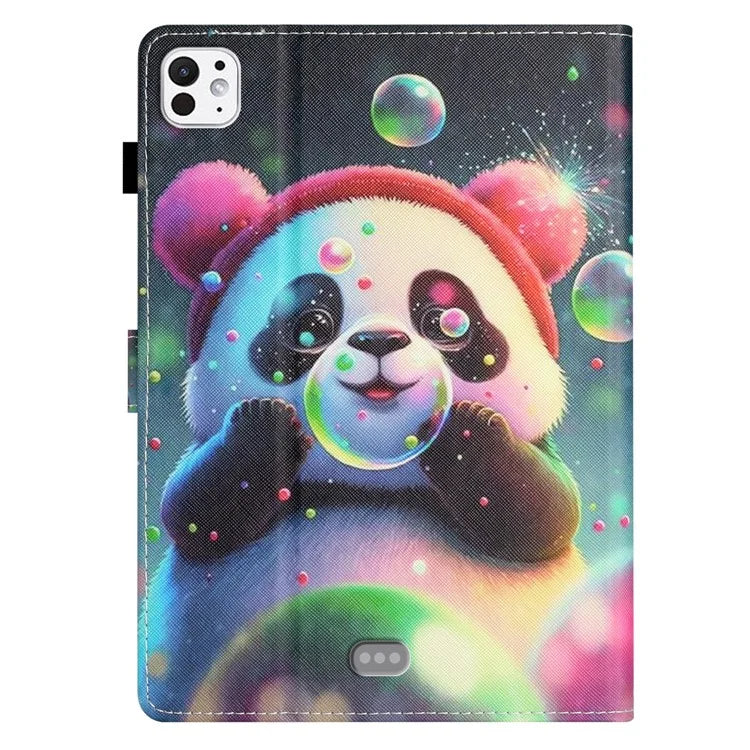 For iPad Pro 11 (2024) Case Pattern Portable Protective Folio Leather Tablet Cover Card Holder