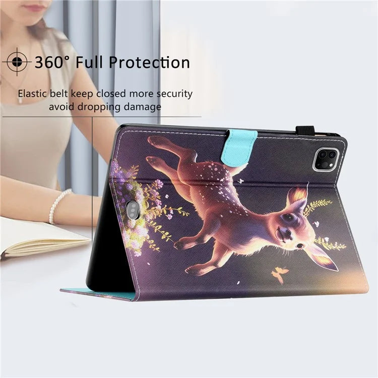 For iPad Pro 11 (2024) Case Pattern Portable Protective Folio Leather Tablet Cover Card Holder