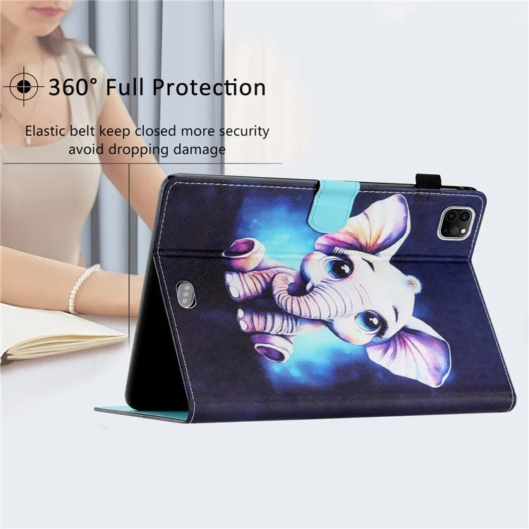 For iPad Pro 11 (2024) Case Pattern Portable Protective Folio Leather Tablet Cover Card Holder