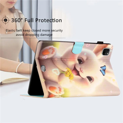 For iPad Pro 11 (2024) Case Pattern Portable Protective Folio Leather Tablet Cover Card Holder