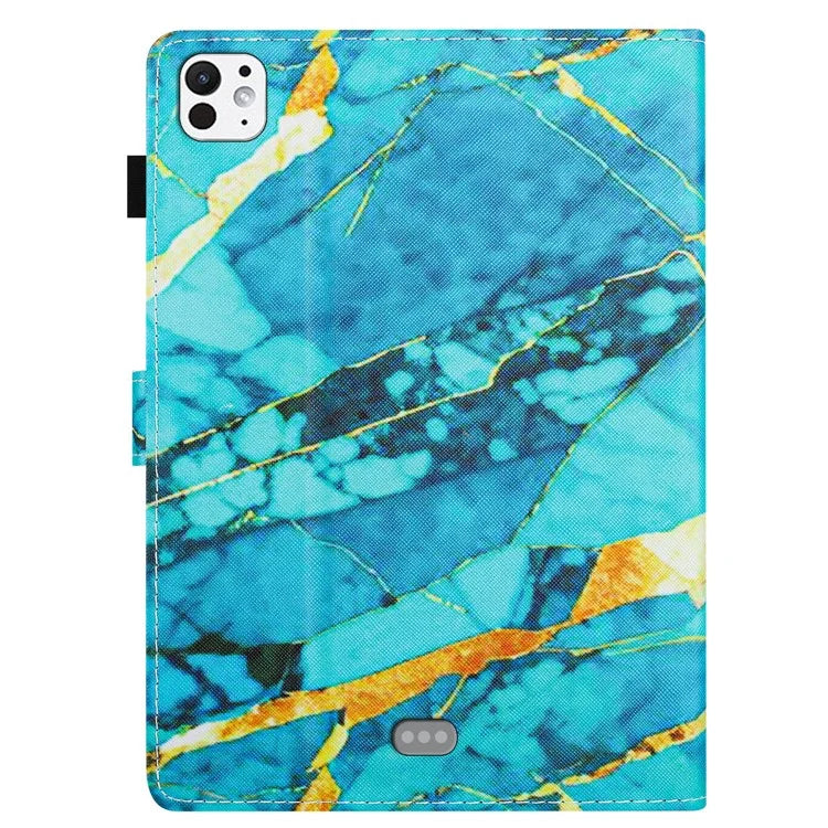For iPad Pro 11 (2024) Case Card Slots Leather Tablet Cover Marble Pattern