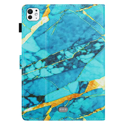 For iPad Pro 11 (2024) Case Card Slots Leather Tablet Cover Marble Pattern