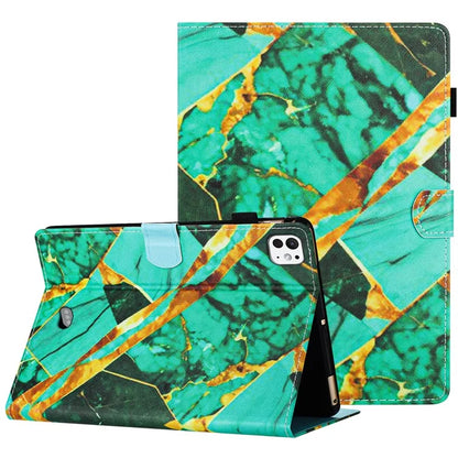 For iPad Pro 11 (2024) Case Card Slots Leather Tablet Cover Marble Pattern