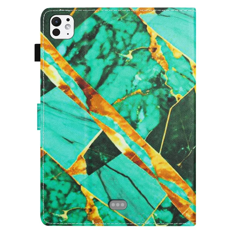 For iPad Pro 11 (2024) Case Card Slots Leather Tablet Cover Marble Pattern