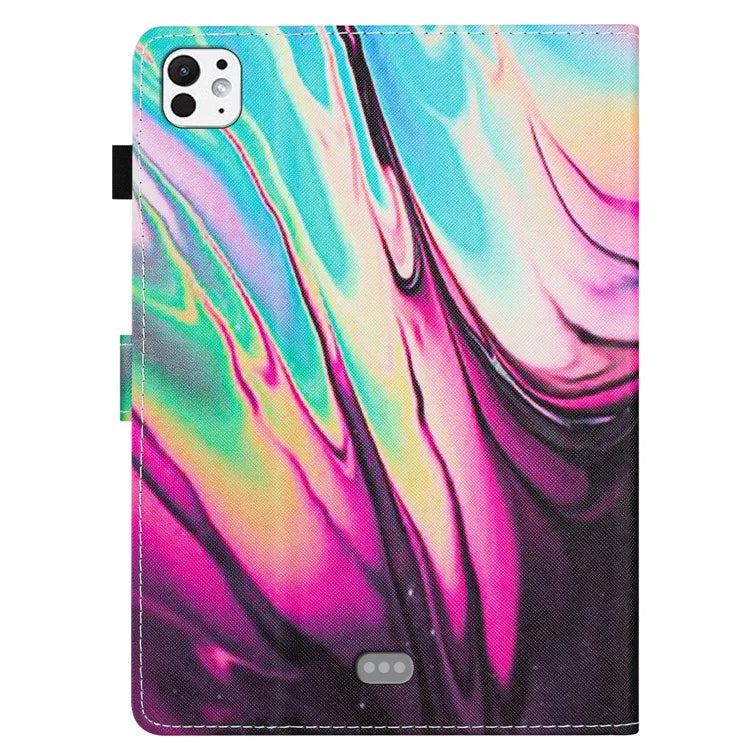For iPad Pro 11 (2024) Case Card Slots Leather Tablet Cover Marble Pattern