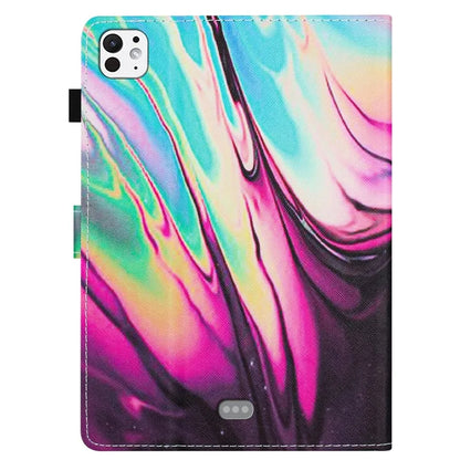 For iPad Pro 11 (2024) Case Card Slots Leather Tablet Cover Marble Pattern