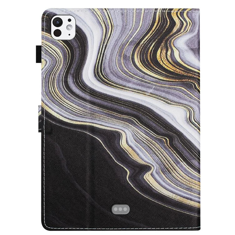 For iPad Pro 11 (2024) Case Card Slots Leather Tablet Cover Marble Pattern