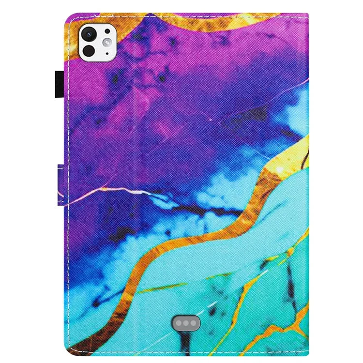 For iPad Pro 11 (2024) Case Card Slots Leather Tablet Cover Marble Pattern