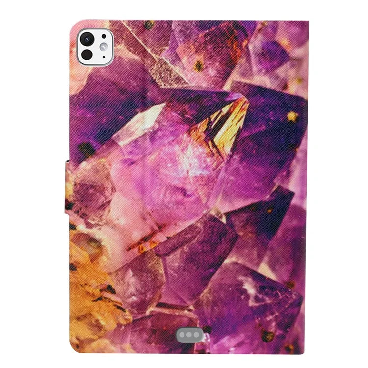 For iPad Pro 11 (2024) Case Pattern Printed Leather Stand Tablet Cover Card Holder
