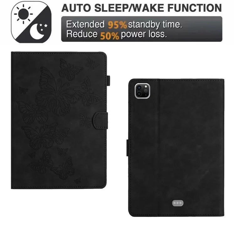 For iPad Pro 11 (2024) Case Butterfly Leather Folio Tablet Cover Auto Sleep / Wake