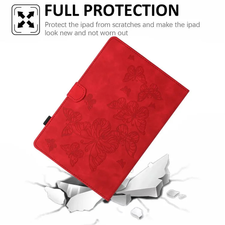 For iPad Pro 11 (2024) Case Butterfly Leather Folio Tablet Cover Auto Sleep / Wake