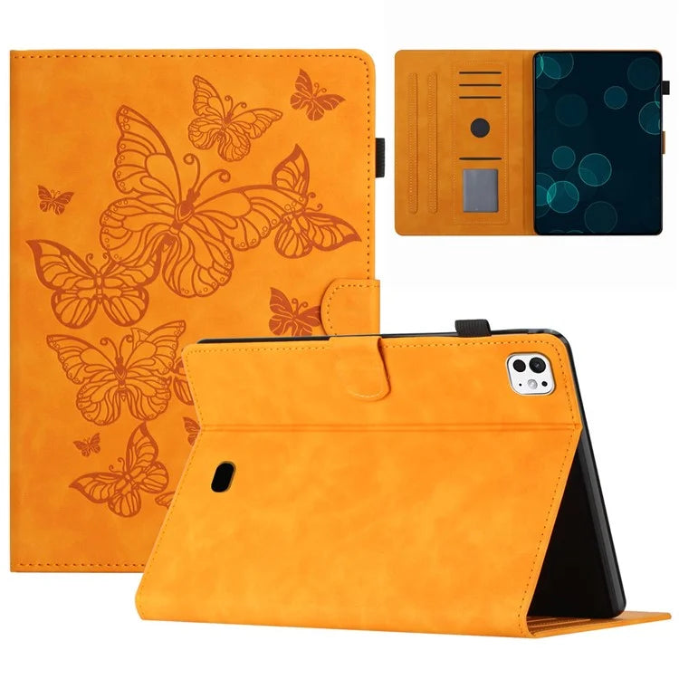 For iPad Pro 11 (2024) Case Butterfly Leather Folio Tablet Cover Auto Sleep / Wake
