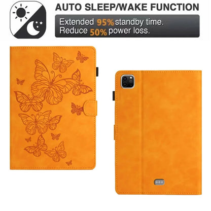 For iPad Pro 11 (2024) Case Butterfly Leather Folio Tablet Cover Auto Sleep / Wake
