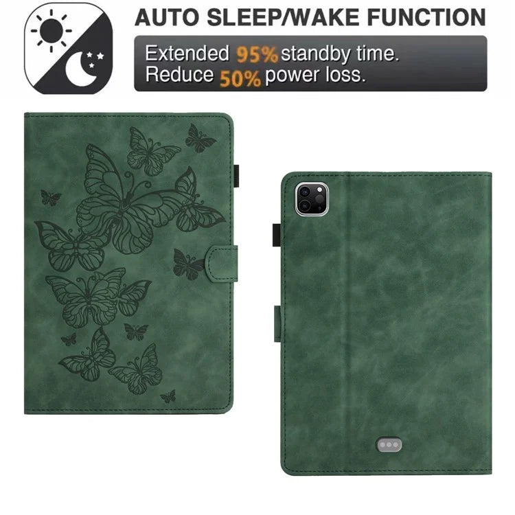 For iPad Pro 11 (2024) Case Butterfly Leather Folio Tablet Cover Auto Sleep / Wake