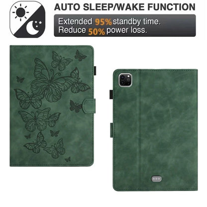 For iPad Pro 11 (2024) Case Butterfly Leather Folio Tablet Cover Auto Sleep / Wake