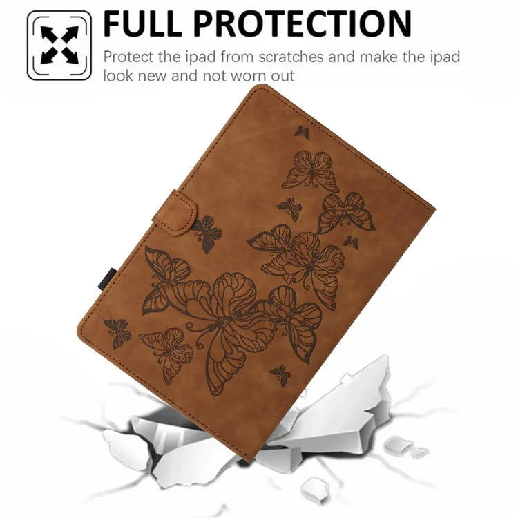 For iPad Pro 11 (2024) Case Butterfly Leather Folio Tablet Cover Auto Sleep / Wake