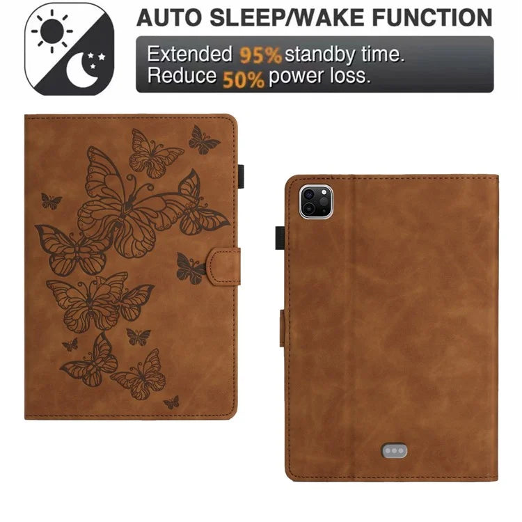 For iPad Pro 11 (2024) Case Butterfly Leather Folio Tablet Cover Auto Sleep / Wake