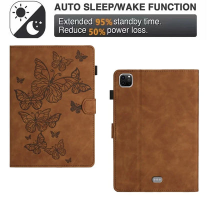 For iPad Pro 11 (2024) Case Butterfly Leather Folio Tablet Cover Auto Sleep / Wake