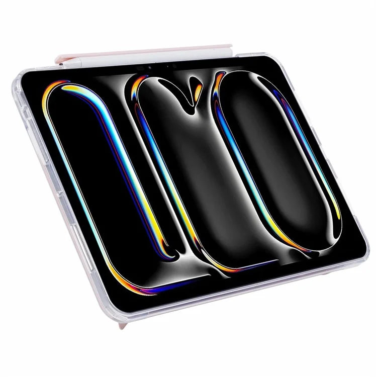 MUTURAL For iPad Pro 11 (2024) Case PU Leather Clear Back Tablet Cover with Pencil Holder Origami Standing