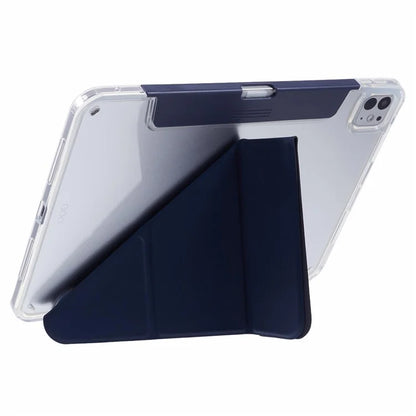 MUTURAL For iPad Pro 11 (2024) Case PU Leather Clear Back Tablet Cover with Pencil Holder Origami Standing