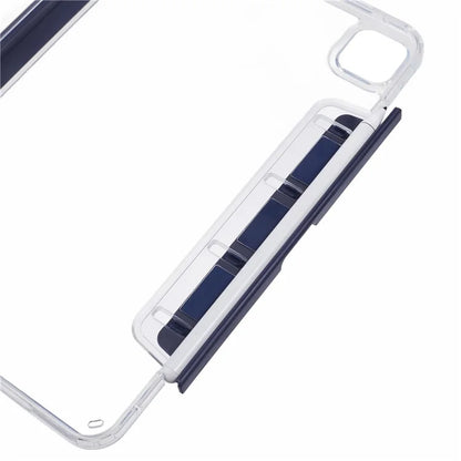 MUTURAL For iPad Pro 11 (2024) Case PU Leather Clear Back Tablet Cover with Pencil Holder Origami Standing