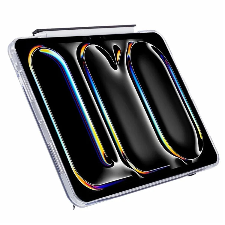 MUTURAL For iPad Pro 11 (2024) Case PU Leather Clear Back Tablet Cover with Pencil Holder Origami Standing