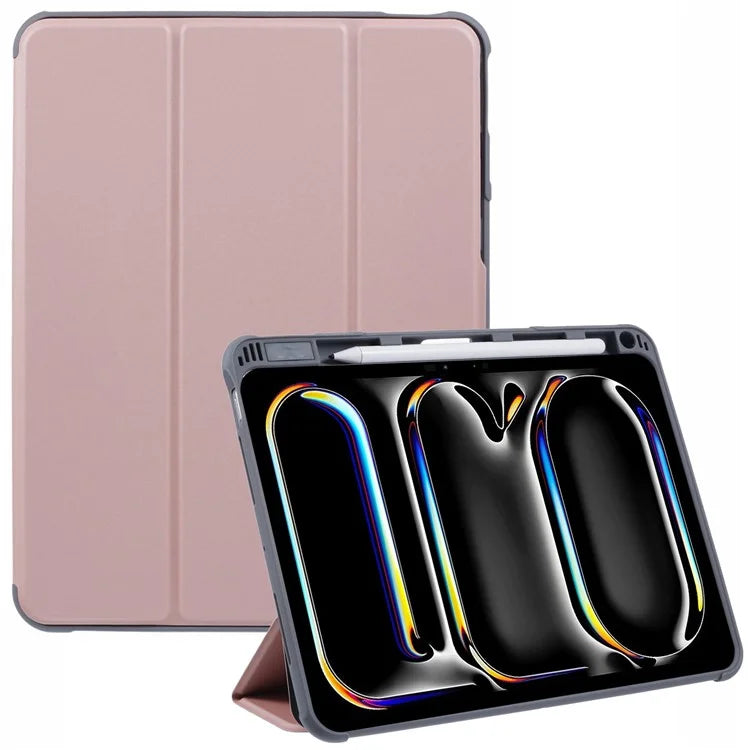 MUTURAL For iPad Pro 11 (2024) Case Smart Leather Tablet Cover with Pencil Holder Tri-Fold Stand