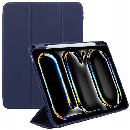 MUTURAL For iPad Pro 11 (2024) Case Tri-Fold Stand Transparent Back Leather Cover with Pen Slot