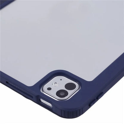 MUTURAL For iPad Pro 11 (2024) Case Tri-Fold Stand Transparent Back Leather Cover with Pen Slot