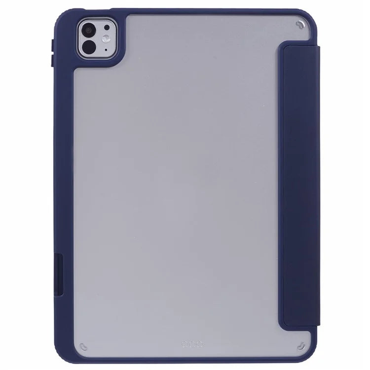 MUTURAL For iPad Pro 11 (2024) Case Tri-Fold Stand Transparent Back Leather Cover with Pen Slot