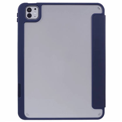 MUTURAL For iPad Pro 11 (2024) Case Tri-Fold Stand Transparent Back Leather Cover with Pen Slot