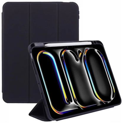 MUTURAL For iPad Pro 11 (2024) Case Tri-Fold Stand Transparent Back Leather Cover with Pen Slot