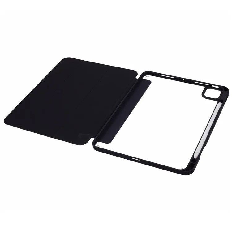 MUTURAL For iPad Pro 11 (2024) Case Tri-Fold Stand Transparent Back Leather Cover with Pen Slot