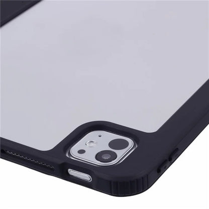 MUTURAL For iPad Pro 11 (2024) Case Tri-Fold Stand Transparent Back Leather Cover with Pen Slot